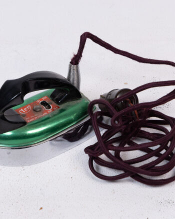 Vintage Miniature ‘Clem’ Green Electric Iron with Chrome Base