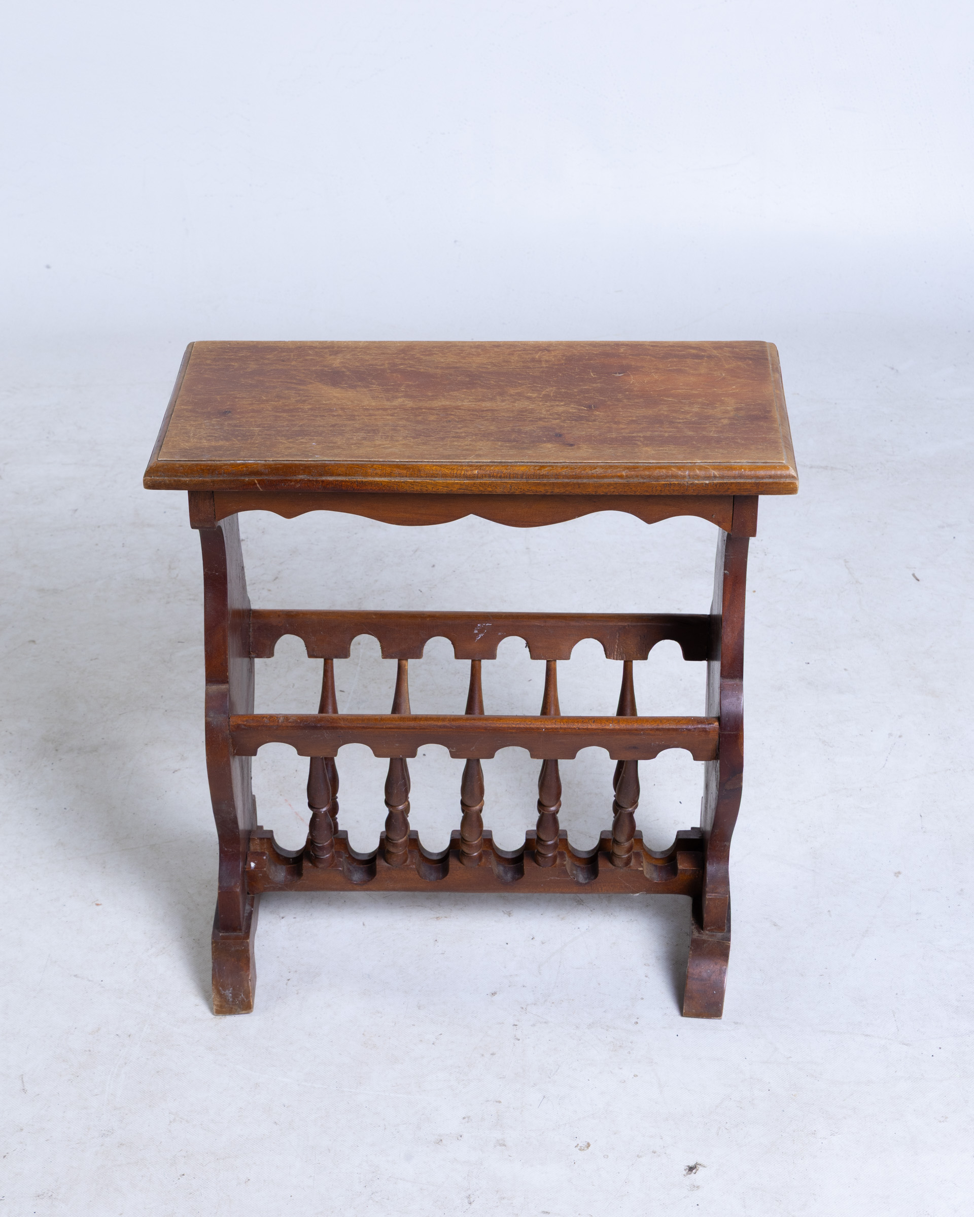 Vintage Wooden Side Table with Magazine Rack Storage