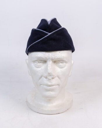 Dark Blue Wool Military Cap with Grey Trim