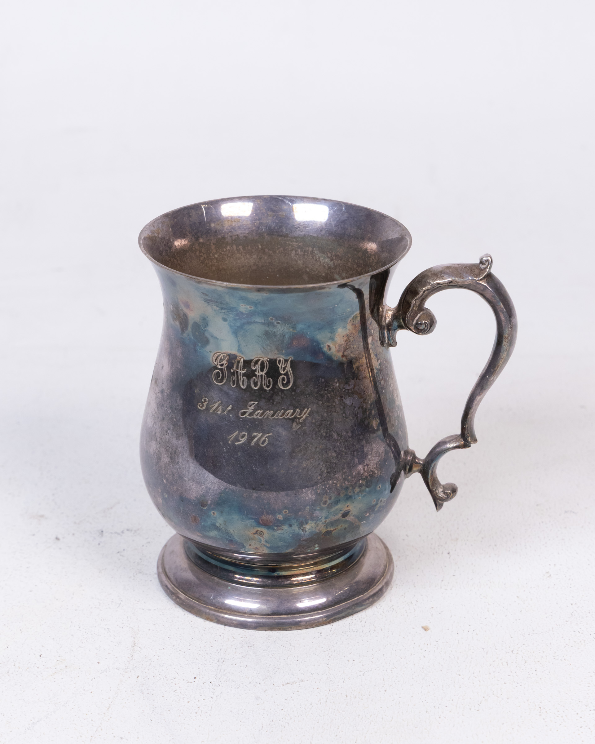 1976 EPNS Silver Plated Engraved Tankard