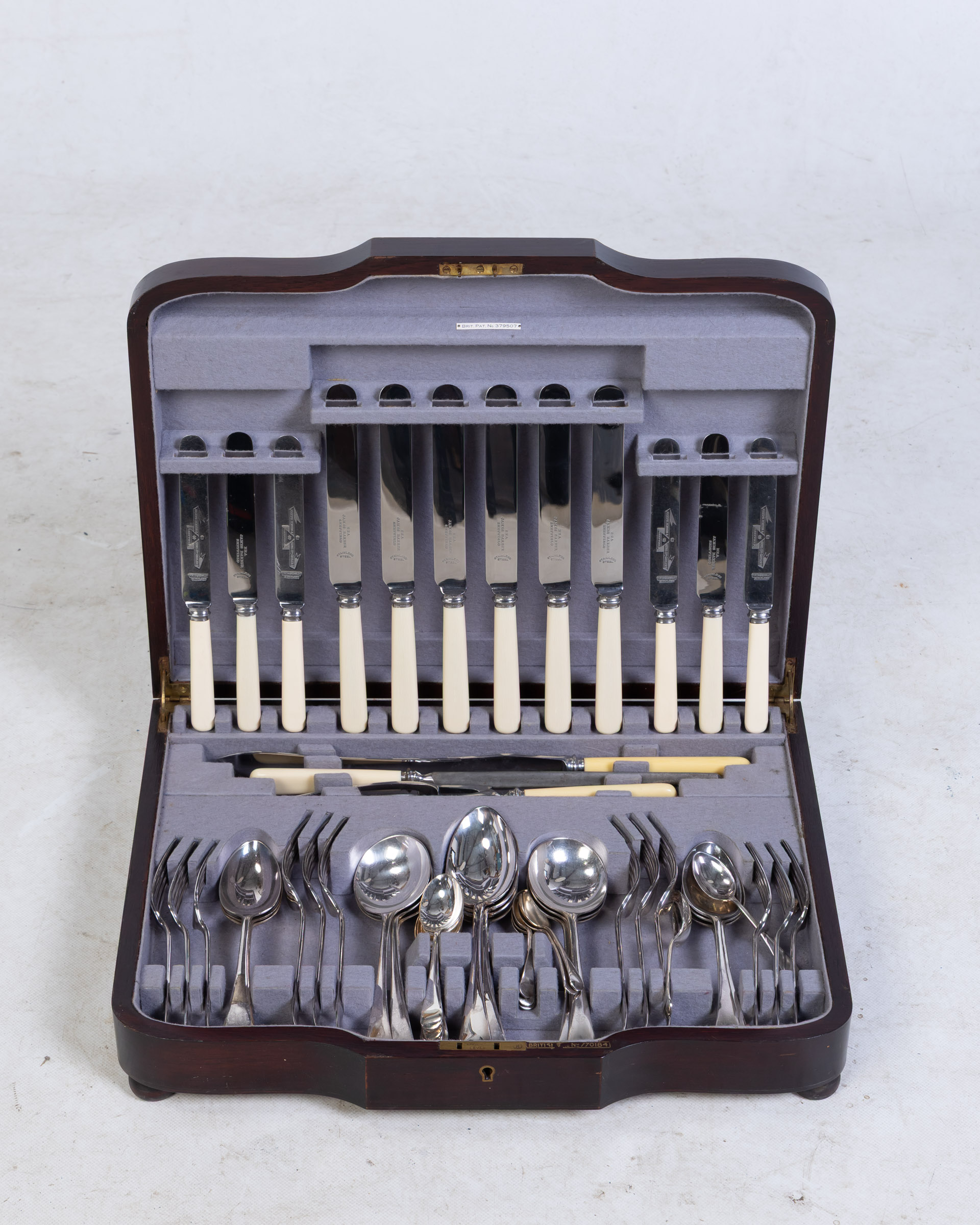 Vintage Sheffield Steel Cutlery Set in Wooden Box