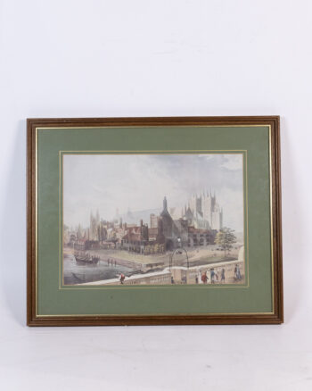 c.1819 Framed Print of Westminster Bridge & Cathedral