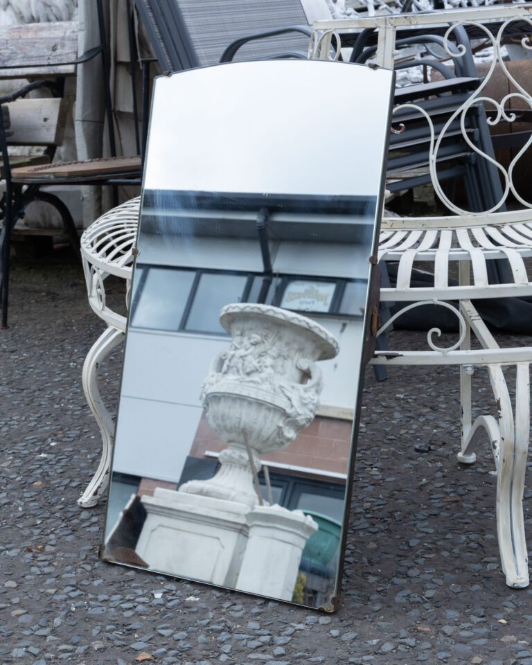 Vintage Rectangular Unframed Mirror with Wooden Backing