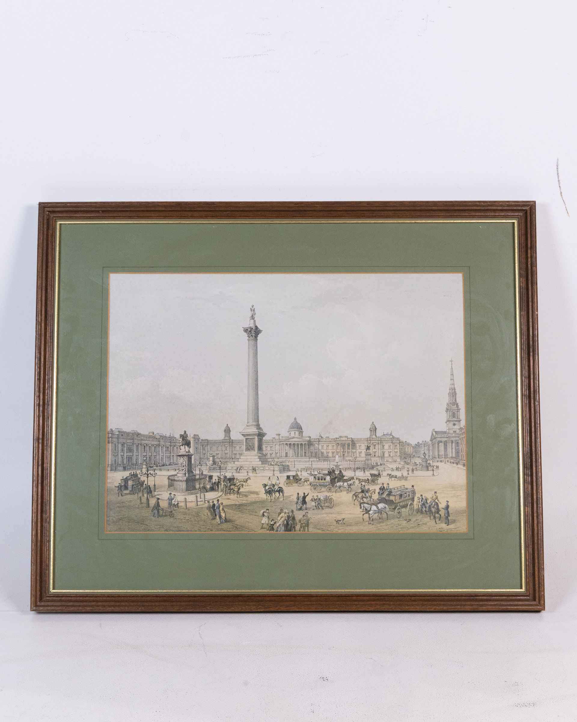 c. 1800s Framed Print of Nelson’s Column, Trafalgar Square, London