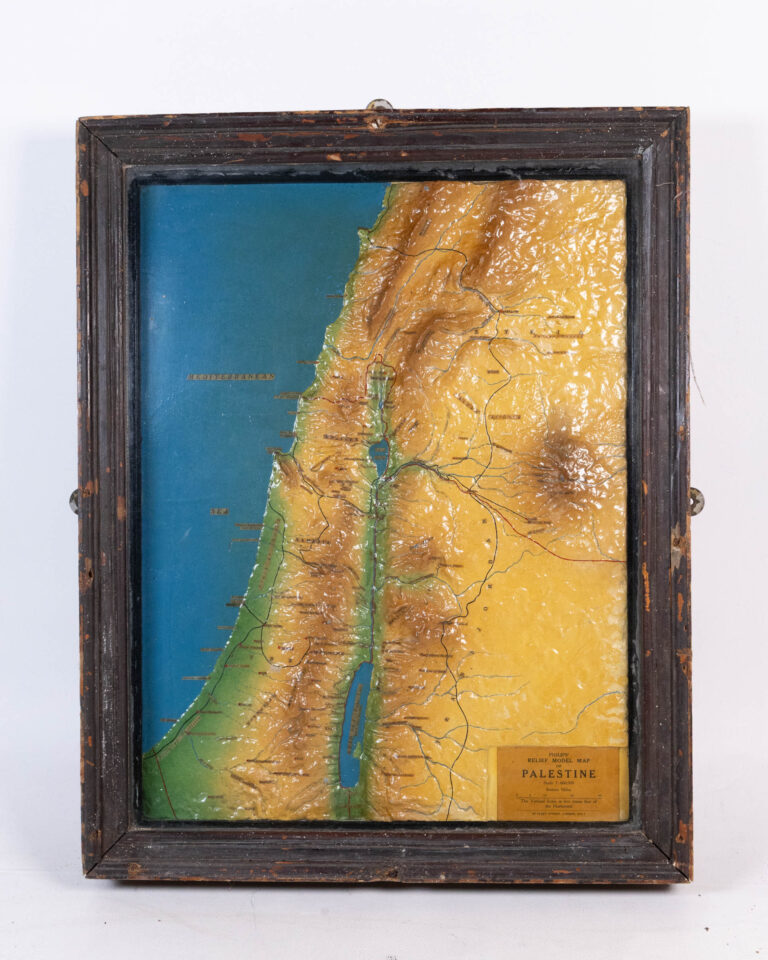 Vintage Framed Philips' Relief Model Map of Palestine