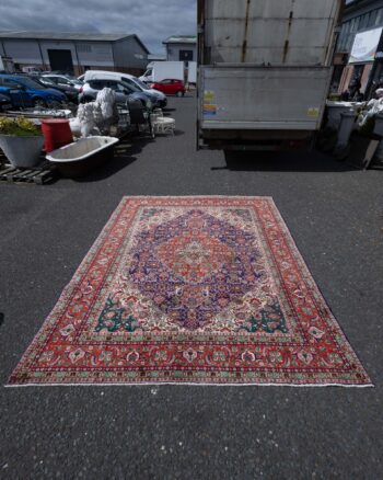 MAY2504 Very Large Vintage Fine Handwoven Iranian Tabriz Carpet with Floral Medallion