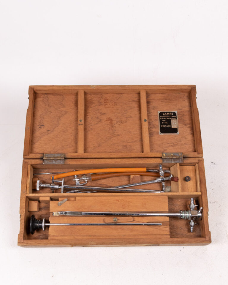 Vintage Medical Endoscope Instrument Set in Fitted Wooden Box