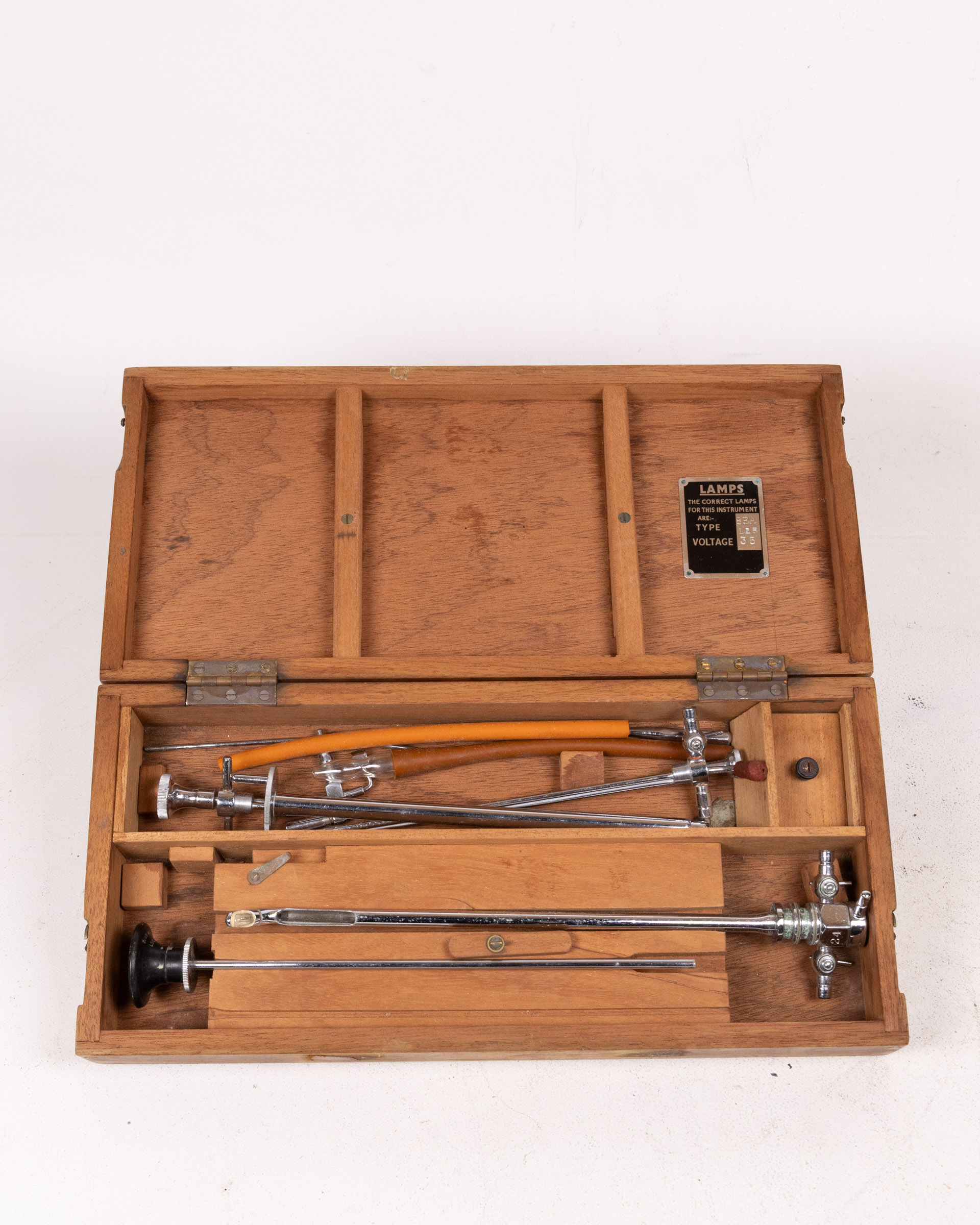 Vintage Medical Endoscope Instrument Set in Fitted Wooden Box