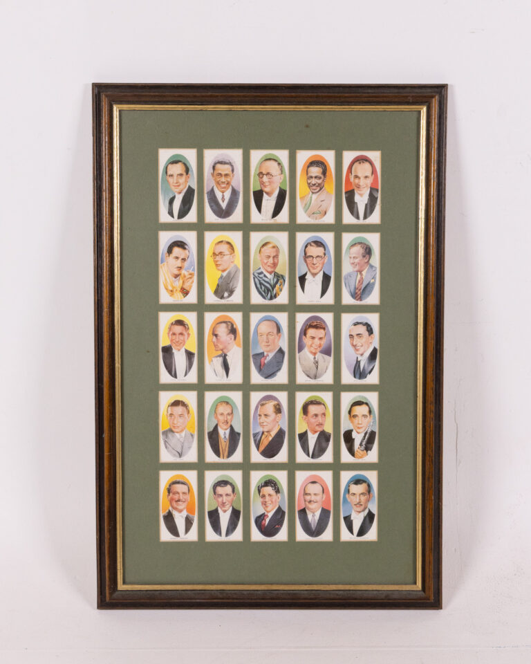 Vintage Framed Cigarette Card Collection of Dance Band Leaders