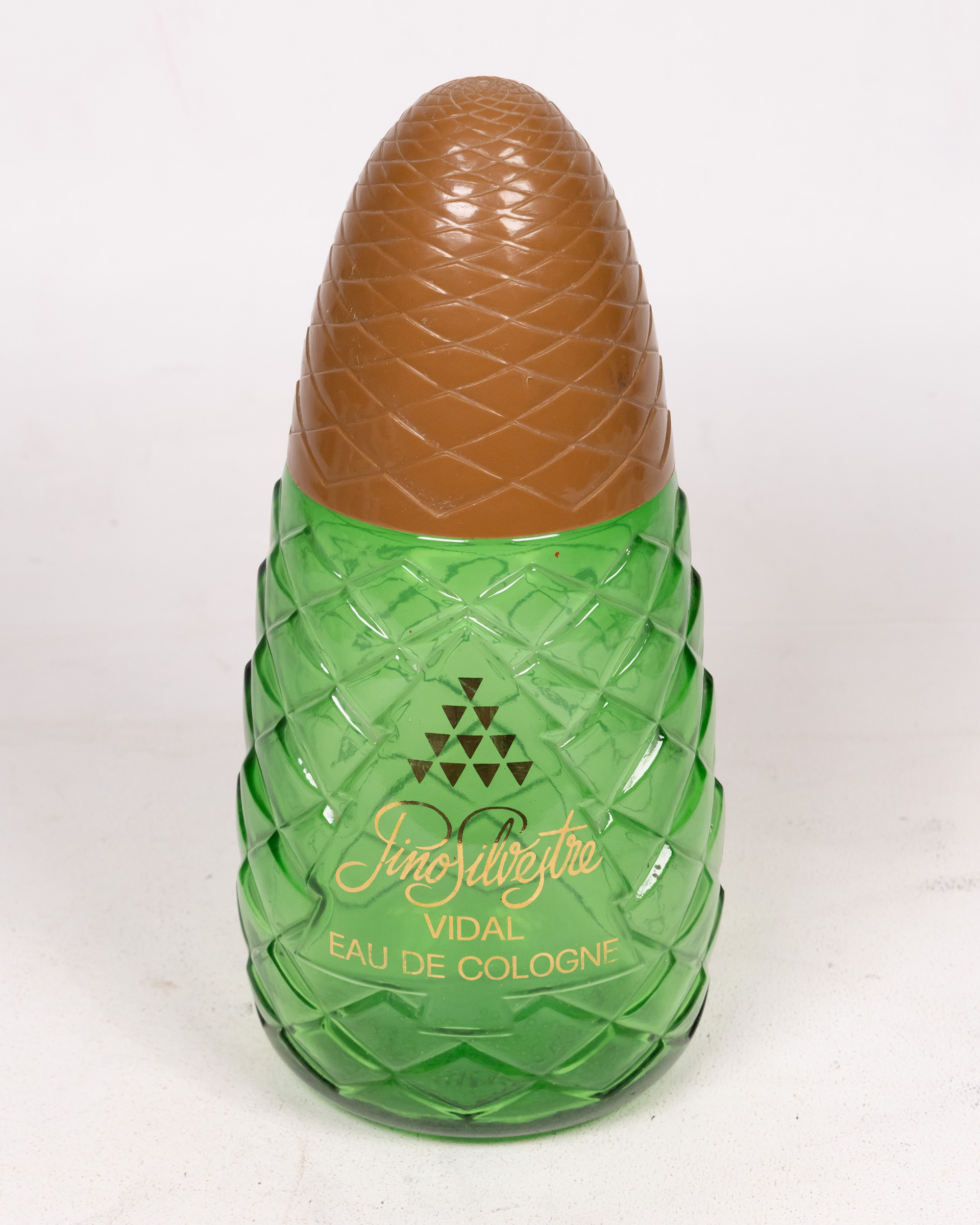 Vintage Pino Silvestre Green Glass Pinecone Eau de Cologne DisplayBottle