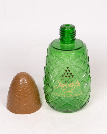 Vintage Pino Silvestre Green Glass Pinecone Eau de Cologne DisplayBottle