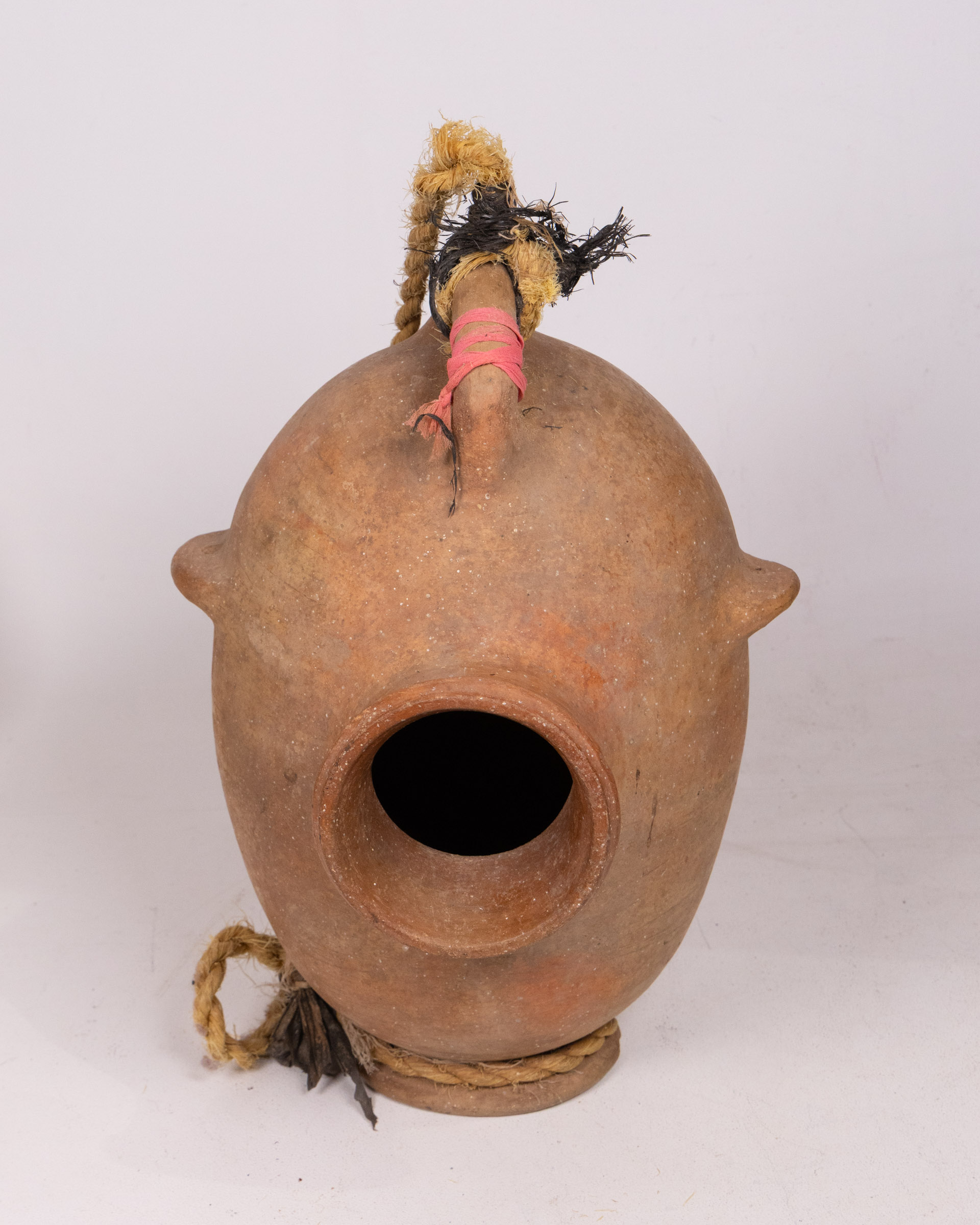Handcrafted Terracotta Vessel with Rope Detail