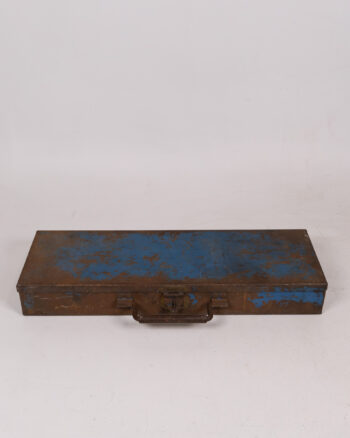 Vintage Distressed Blue Metal Tool Box