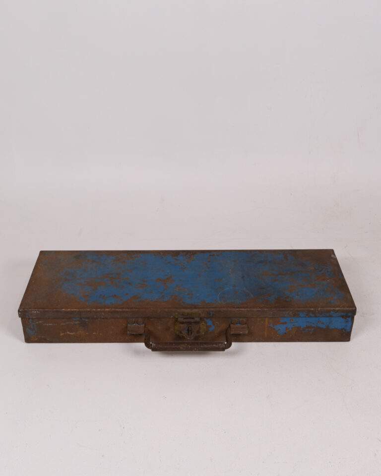 Vintage Distressed Blue Metal Tool Box