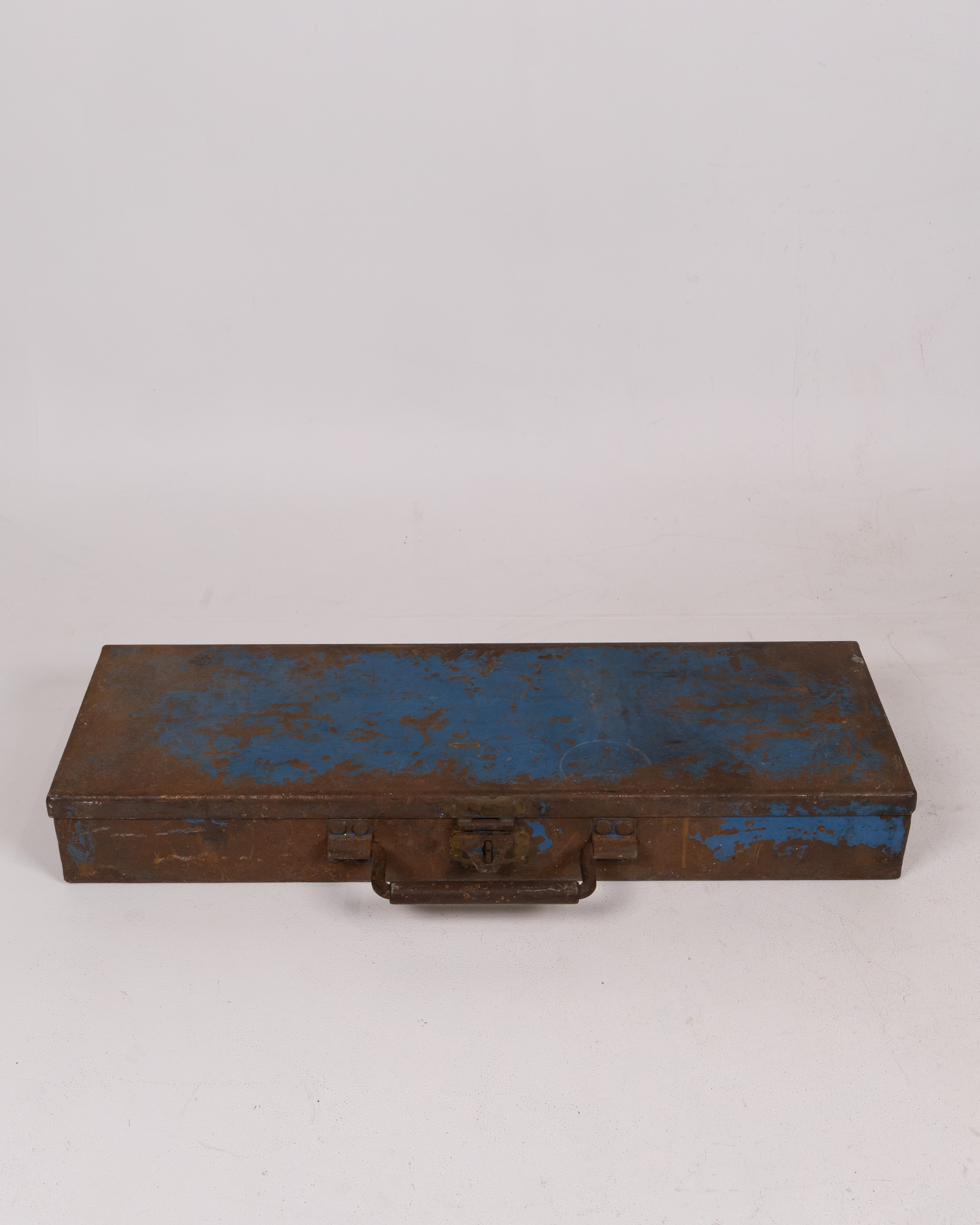 Vintage Distressed Blue Metal Tool Box