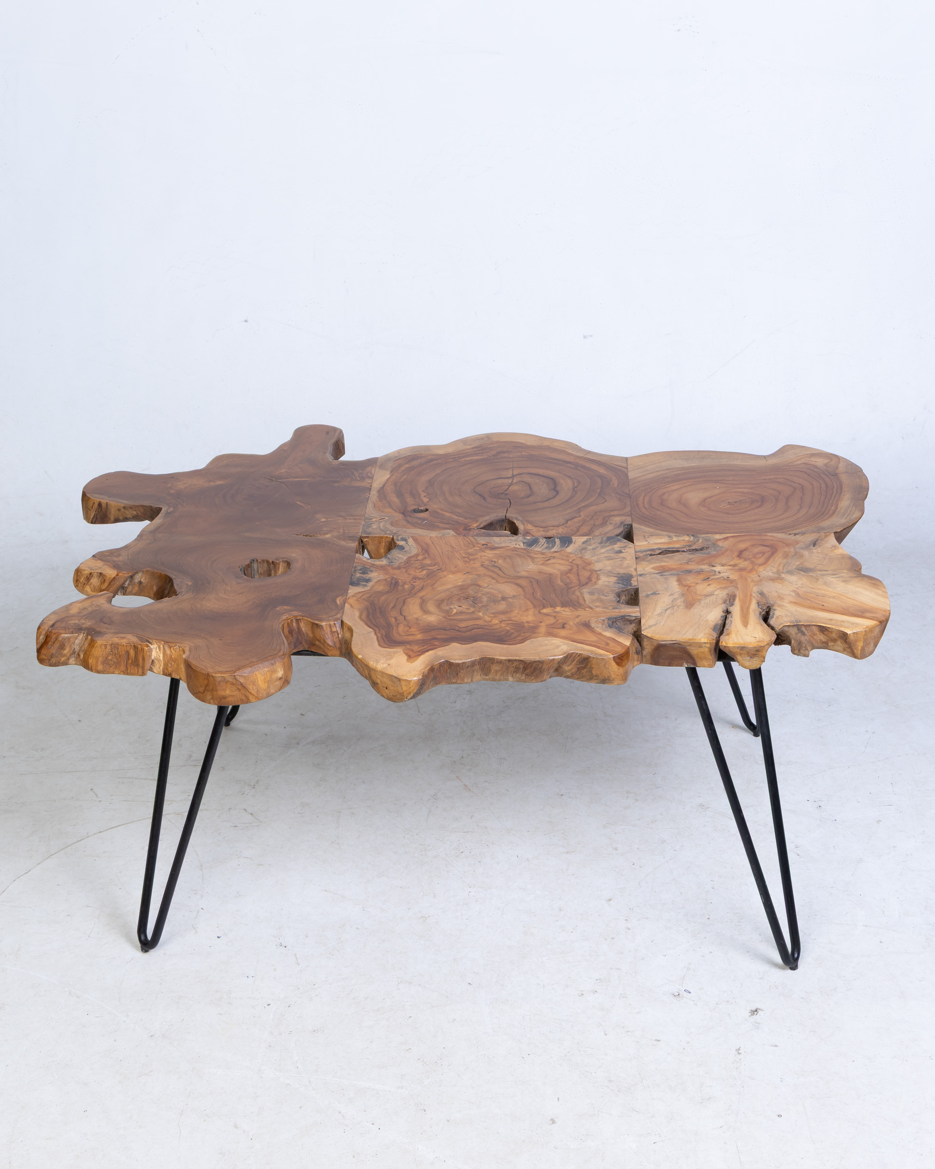 Naturale Root Wooden Coffee Table with Sleek Black Hairpin Legs