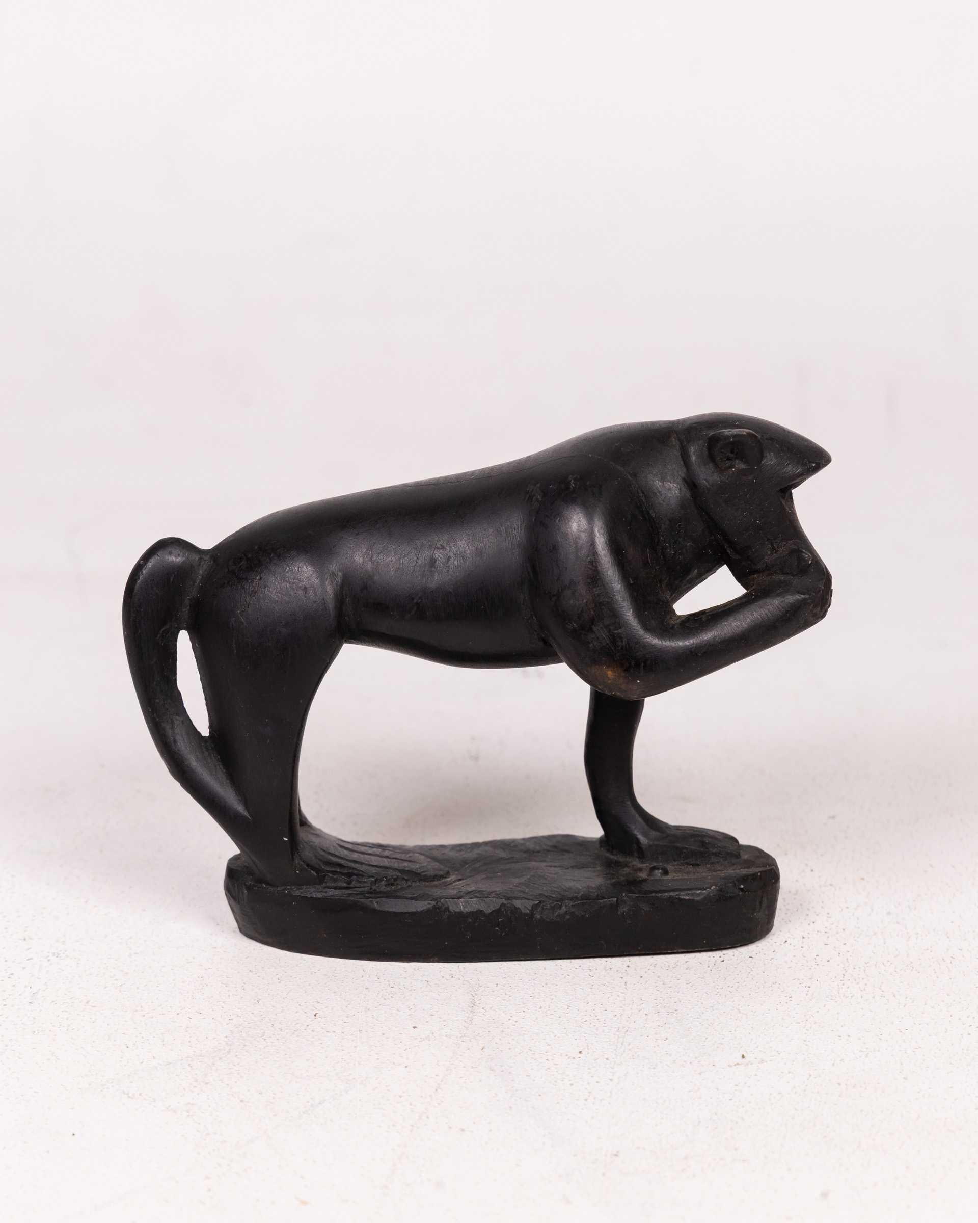 African Hand-Carved Wooden Baboon Ornament