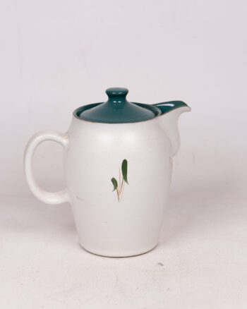 Vintage Ceramic Lidded Jug with Green Lid and Floral Design