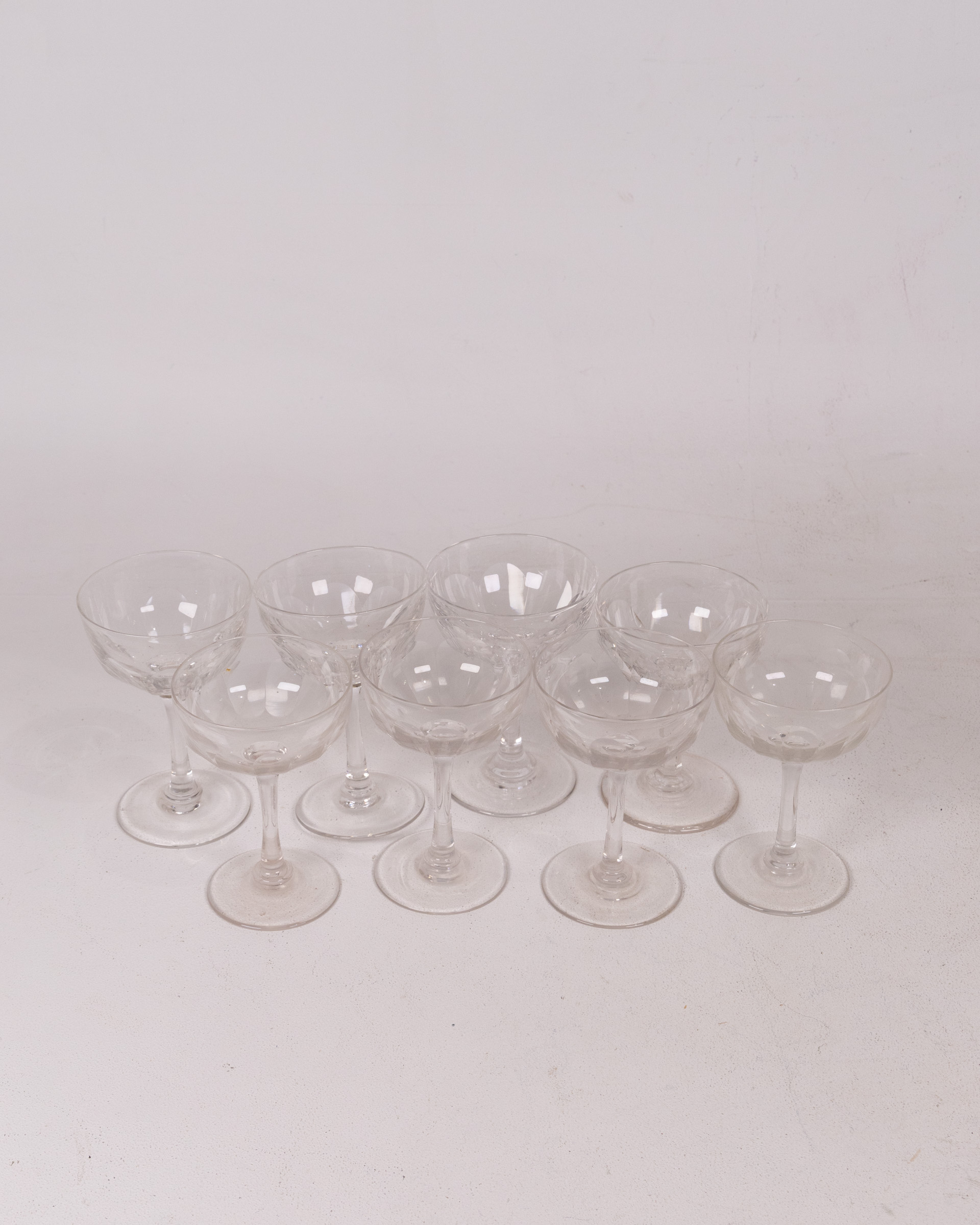 Set of 8 c.1900 Elegant Stemmed Champagne Glasses
