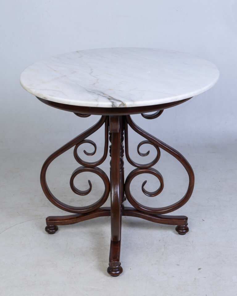 Round Marble Top Coffee / Bar Table with Bentwood Base