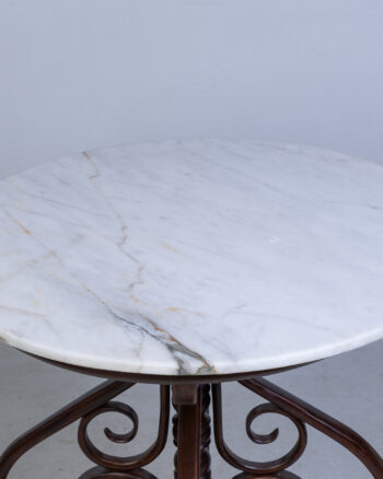 Round Marble Top Coffee / Bar Table with Bentwood Base