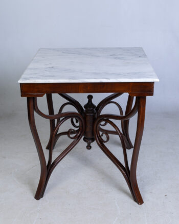 Square Marble Top Coffee / Bar Table with Elegant Dark Wood Base