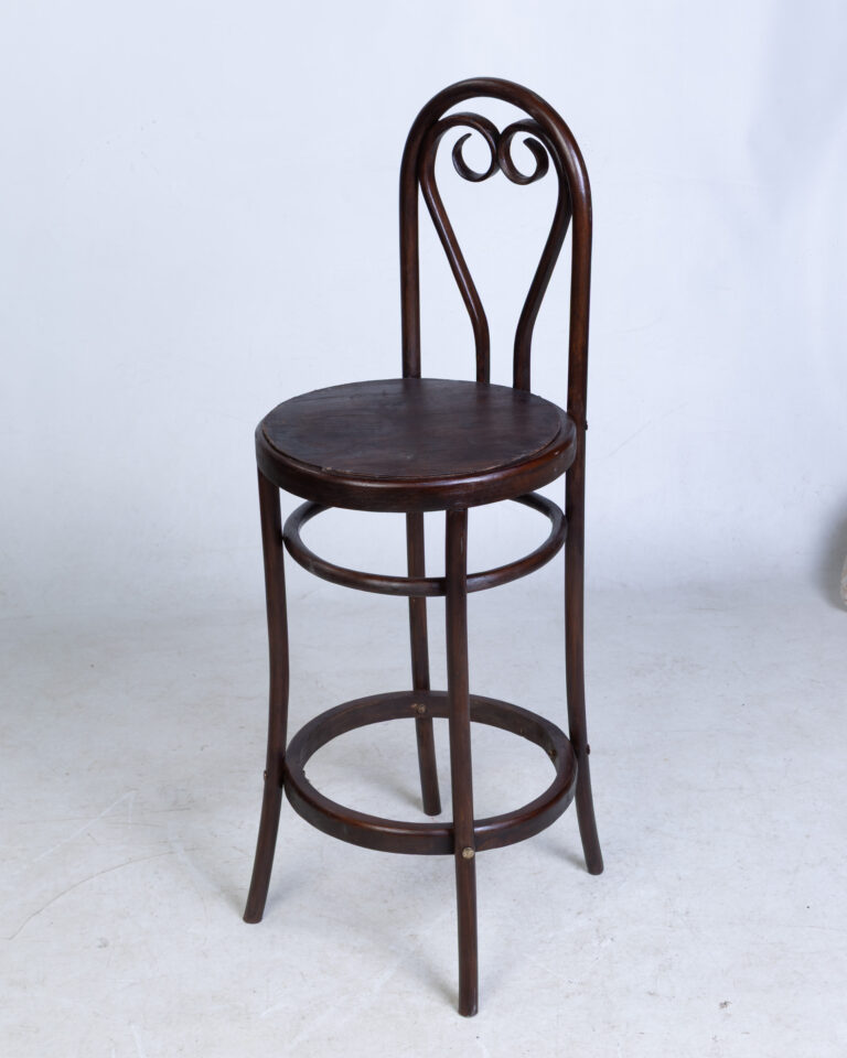 Tall Bentwood Bar Stool with Decorative Back Rest