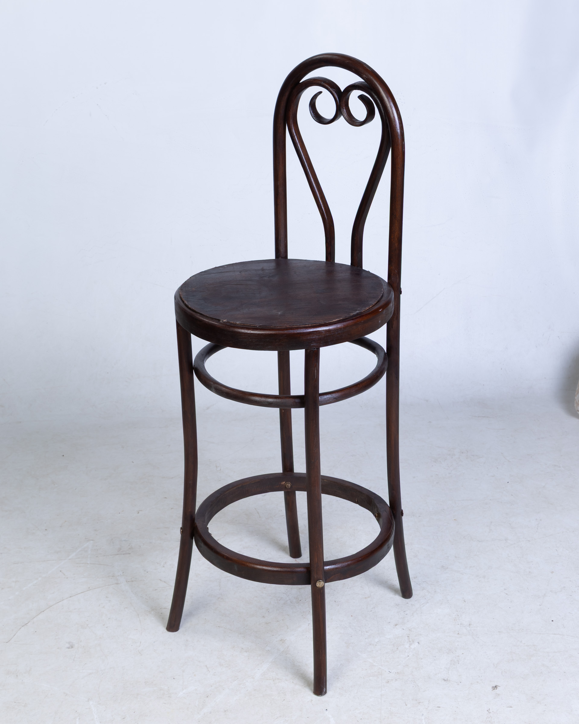 Tall Bentwood Bar Stool with Decorative Back Rest
