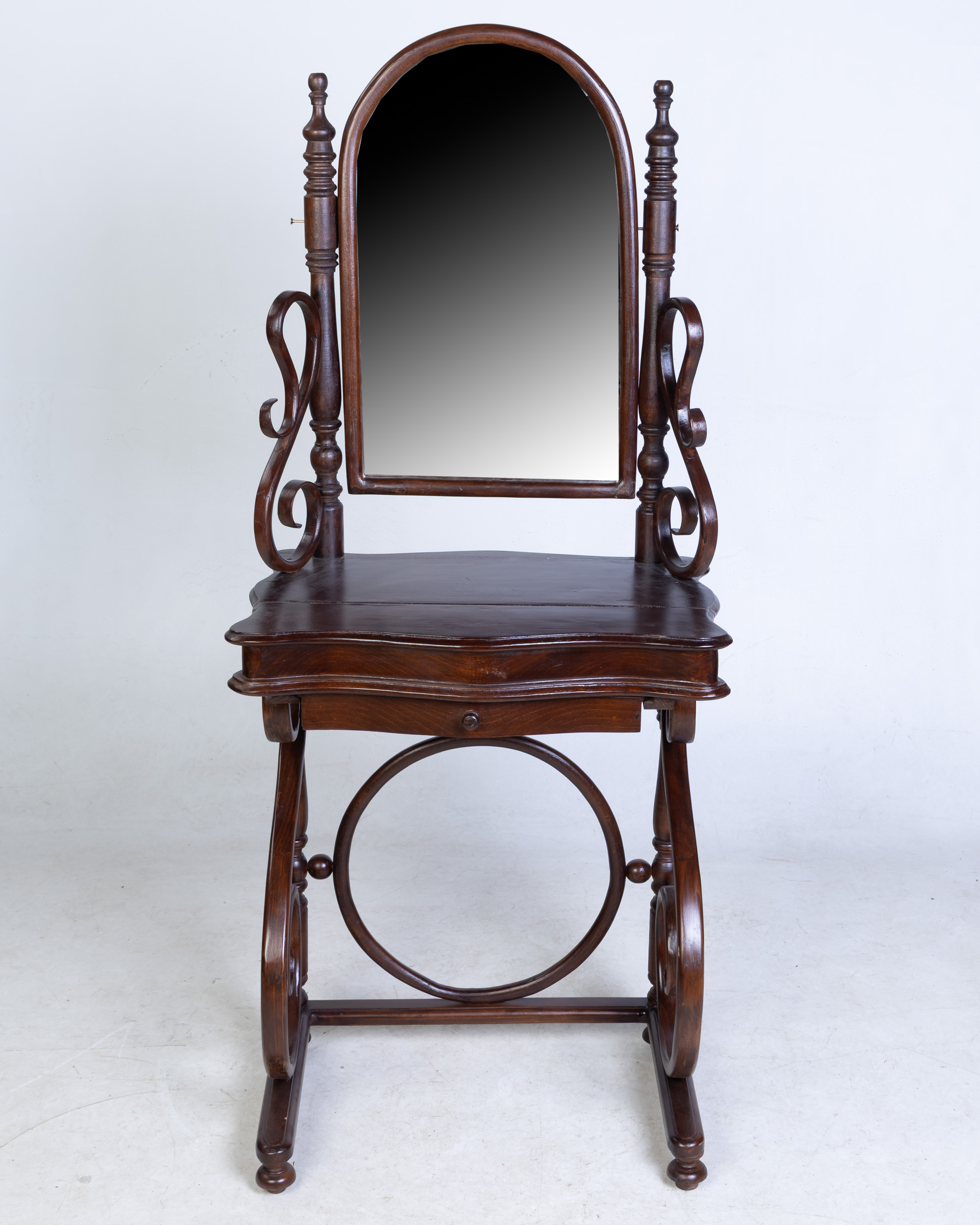 Thonet-style Bentwood Dressing Table with Arch Vanity Mirror
