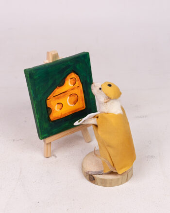 Taxidermy Mouse Painting a Cheese Masterpiece