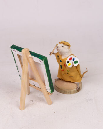 Taxidermy Mouse Painting a Cheese Masterpiece