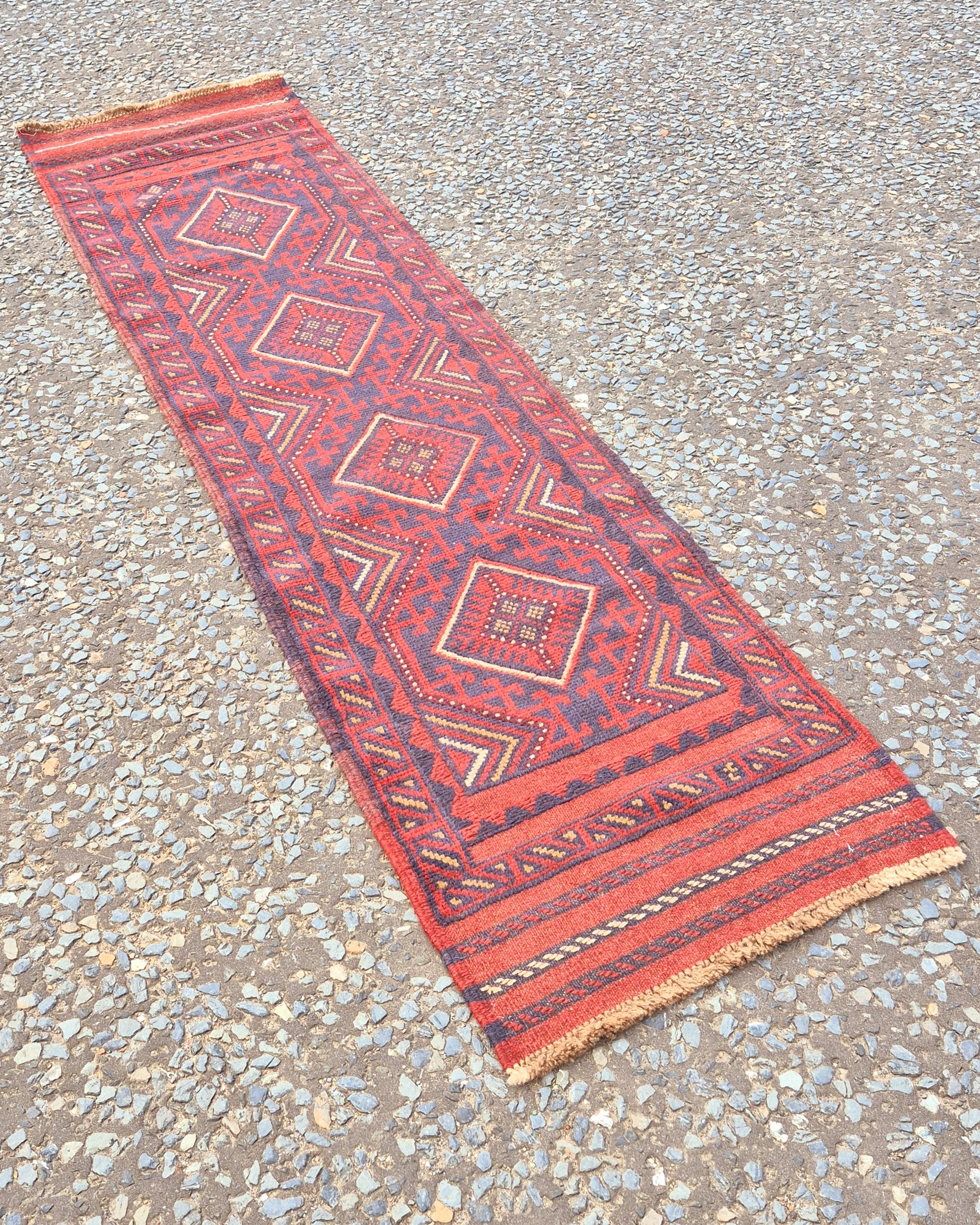 FR09 Handwoven Afghan Mishwani Runner with Geometric Design