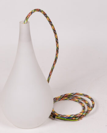 Frosted Glass Teardrop Ceiling Light with Colourful Fabric Flex