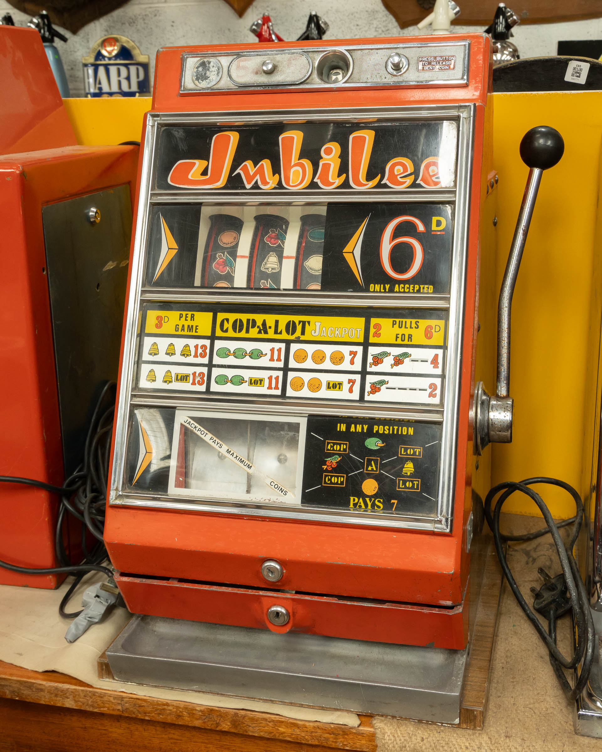 Vintage Jubilee Coin Operated One-Arm Bandit Slot Machine