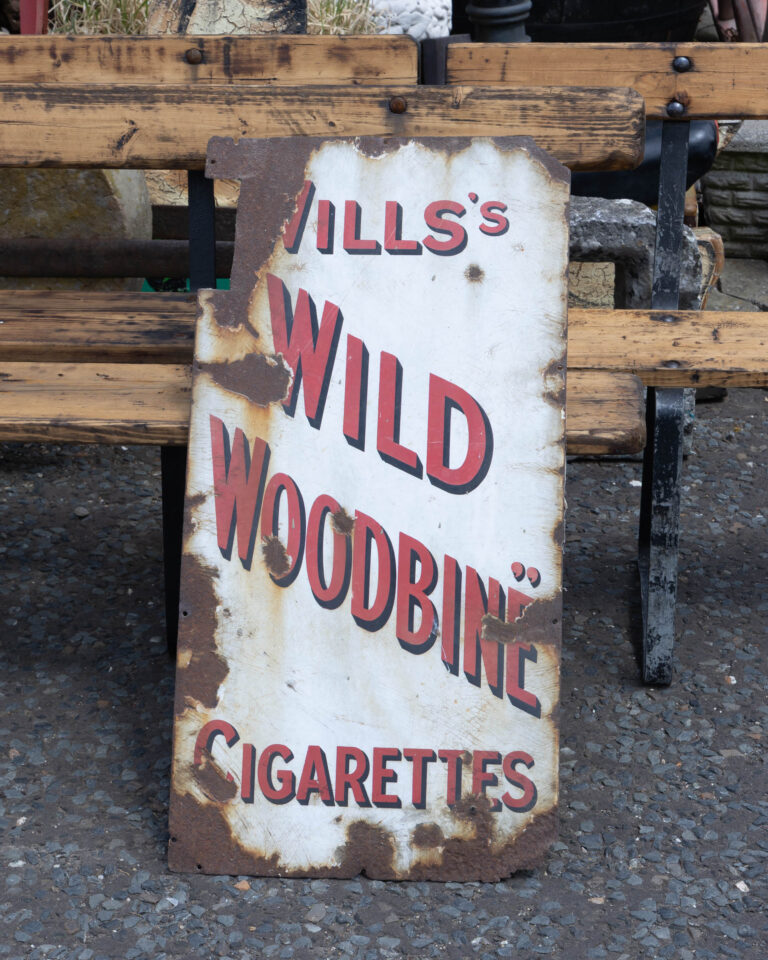 Wills's Wild Woodbine Cigarettes Enamel Advertising Sign