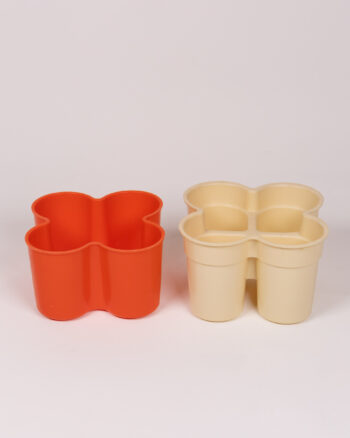 Vintage 1970s Orange and Cream Plastic Cutlery Drainer