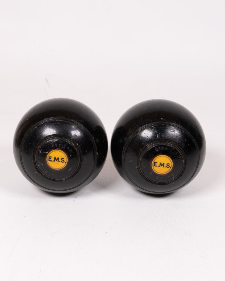Vintage E.M.S. Lawn Bowling Ball Set with Original Carrying Case