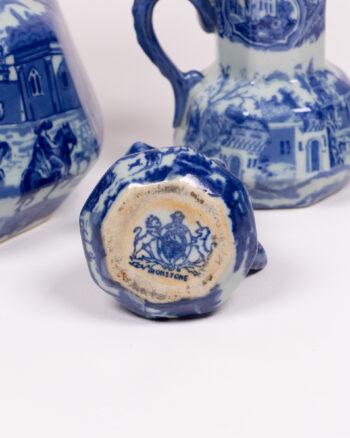 Vintage Moonstone Blue & White Transferware Jug Set