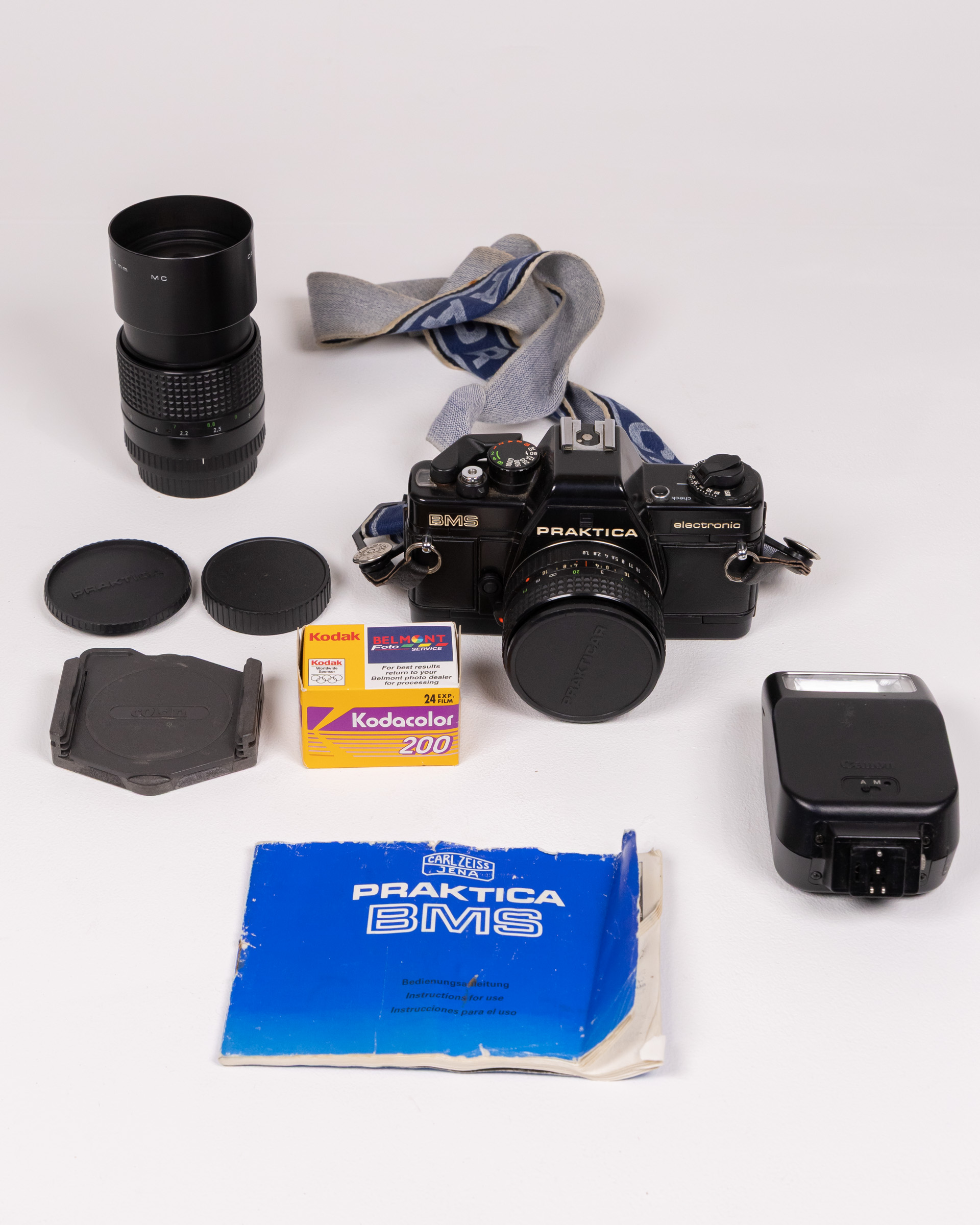 Vintage Praktica BMS Film Camera Set w/ Lens, Flash & Accessories