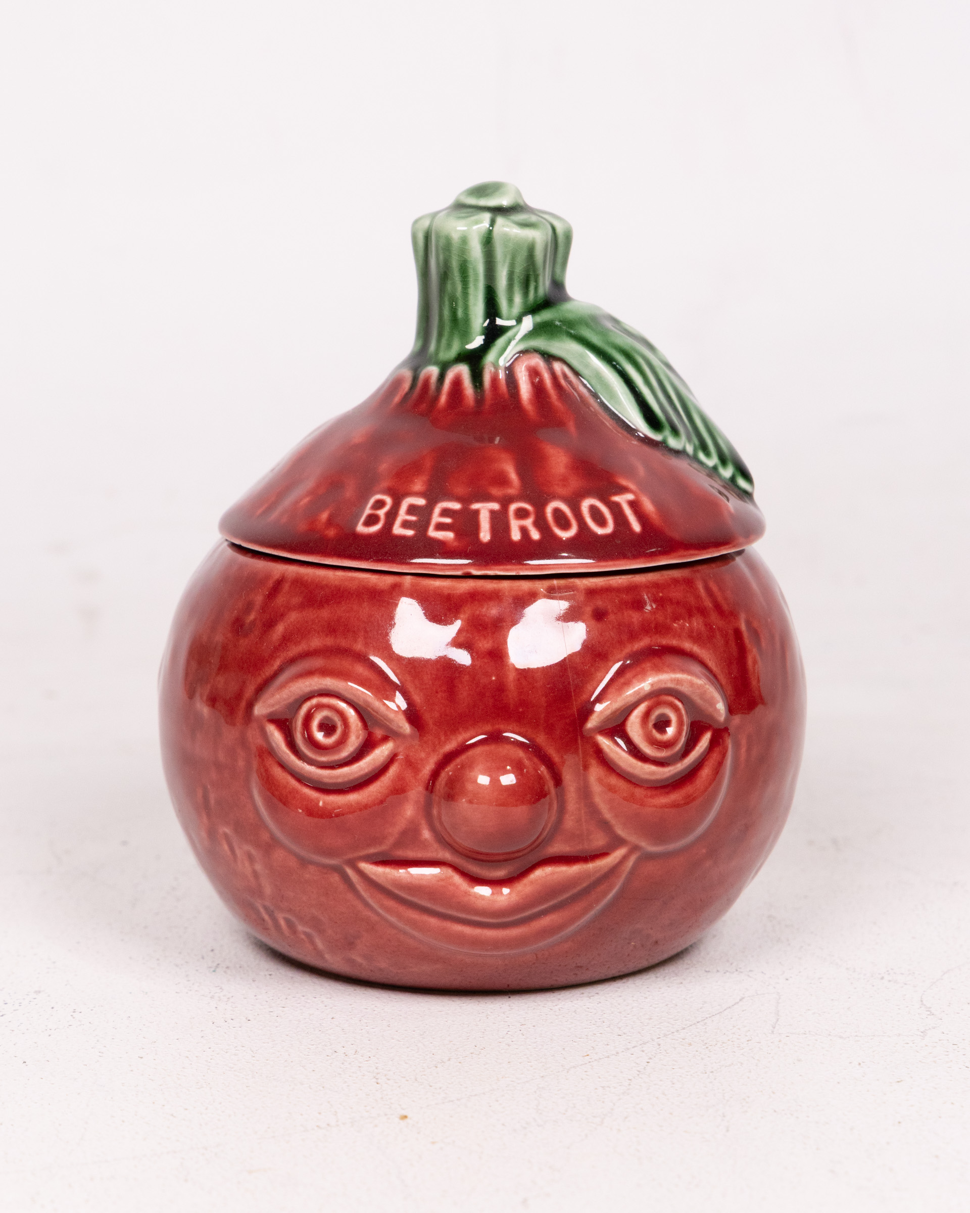 Vintage Sylvac Ceramic Beetroot Face Jar with Lid