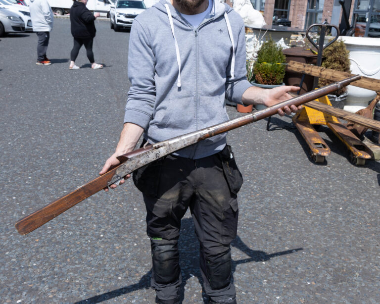 Antique Indian Matchlock Musket with Ornate Firing Mechanism
