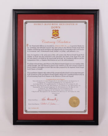 Framed District Grand Royal Arch Chapter of Down Centenary Print
