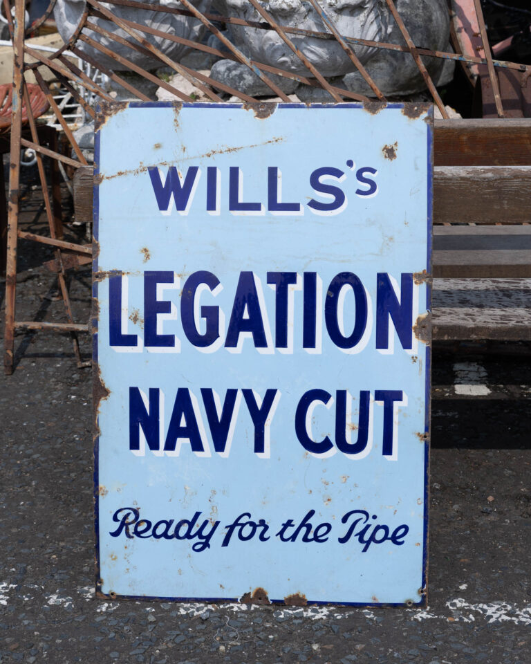 Vintage Wills's Legation Navy Cut Tobacco Enamel Advertising Sign