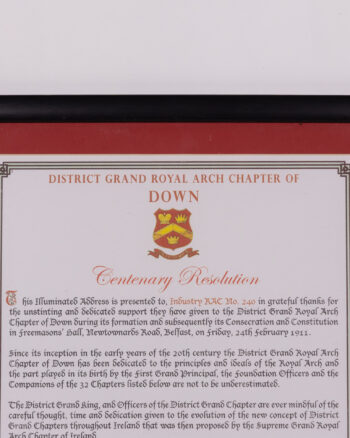Framed District Grand Royal Arch Chapter of Down Centenary Print