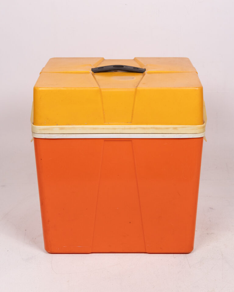 1970s Retro Orange & Yellow Plastic Cooler Box