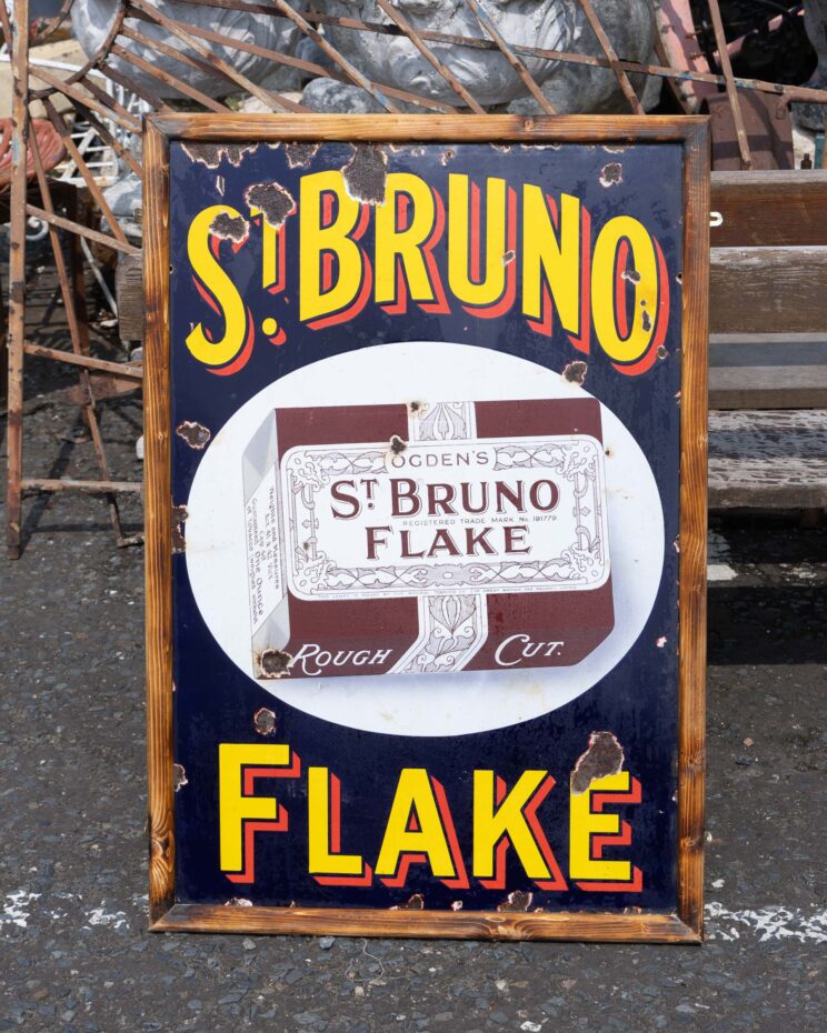 St. Bruno Flake Tobacco Enamel Pictorial Advertising Sign
