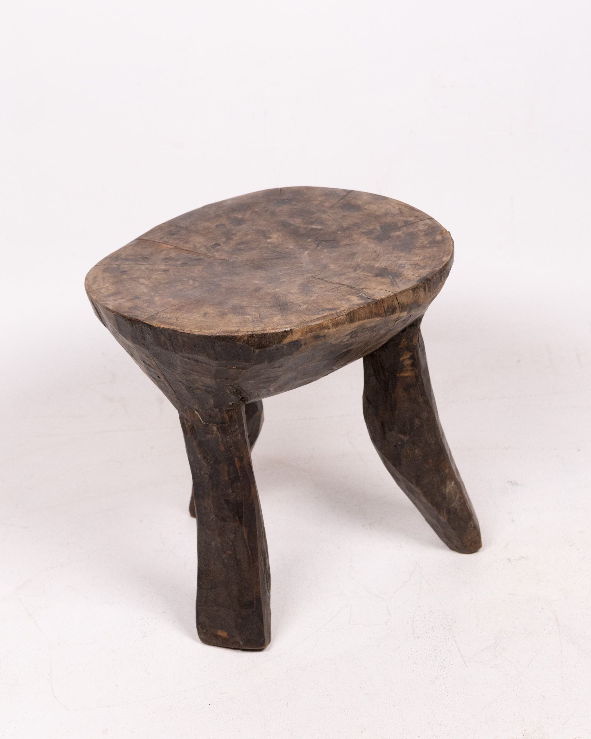 Rustic Solid Wood Three-Legged Stool