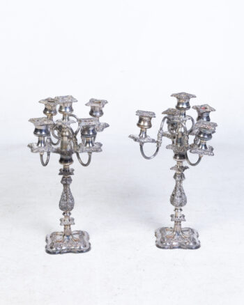 Pair of Ornate Silver Plated Candelabras