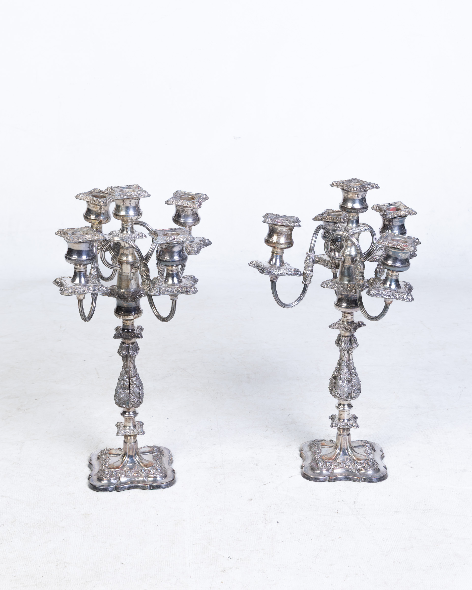 Pair of Ornate Silver Plated Candelabras