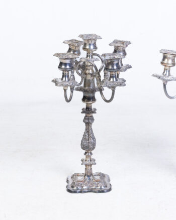 Pair of Ornate Silver Plated Candelabras